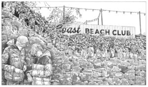 Beach Club (Bleistift auf Papier) von Einar Turkowski